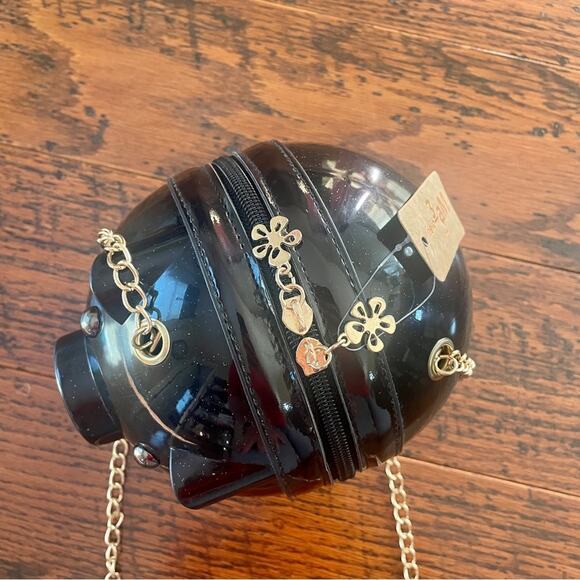Hello 3M USA Piggy Shoulder Bag Black with Gold Chain NWT - Picture 8 of 12